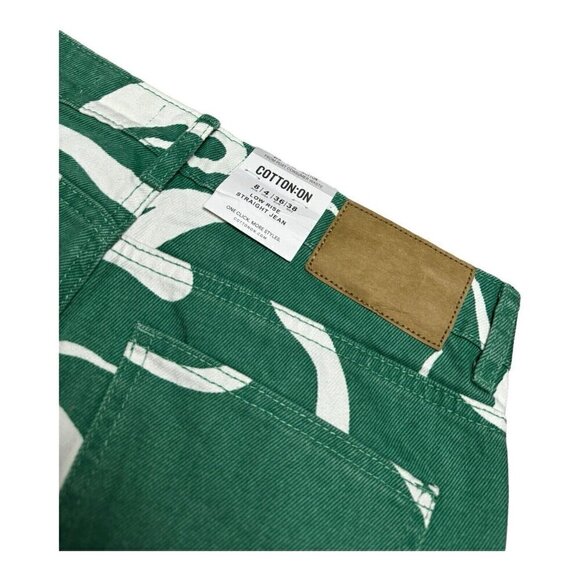 Cotton On RECYCLED Low Rise Straight Green Swift Designer Denim Jeans Womens 4 - Picture 4 of 6